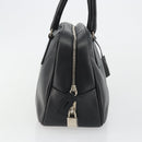 PRADA Bowling ag Hand Bag Leather Black Silver Auth 190893A-4