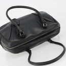PRADA Bowling ag Hand Bag Leather Black Silver Auth 190893A-6