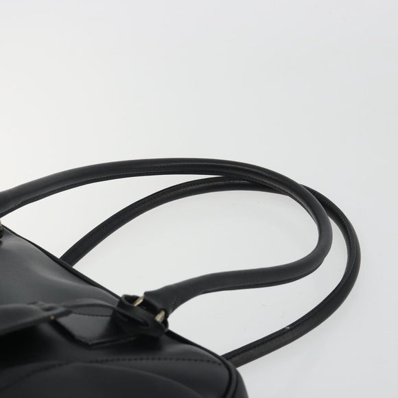 PRADA Bowling ag Hand Bag Leather Black Silver Auth 190893A