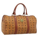 MCM Vicetos Logogram Mini Boston Bag PVC Leather 2way Brown Gold Auth 190895-1