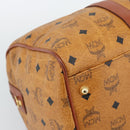 MCM Vicetos Logogram Mini Boston Bag PVC Leather 2way Brown Gold Auth 190895-11
