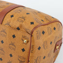MCM Vicetos Logogram Mini Boston Bag PVC Leather 2way Brown Gold Auth 190895-12