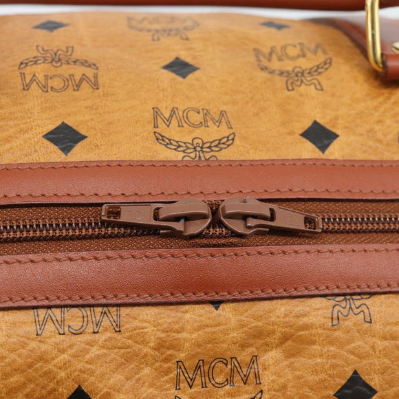 MCM Vicetos Logogram Mini Boston Bag PVC Leather 2way Brown Gold Auth 190895