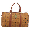 MCM Vicetos Logogram Mini Boston Bag PVC Leather 2way Brown Gold Auth 190895-2