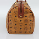 MCM Vicetos Logogram Mini Boston Bag PVC Leather 2way Brown Gold Auth 190895-4