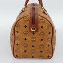 MCM Vicetos Logogram Mini Boston Bag PVC Leather 2way Brown Gold Auth 190895-5