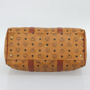 MCM Vicetos Logogram Mini Boston Bag PVC Leather 2way Brown Gold Auth 190895-9