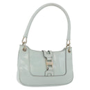 GUCCI Hand Bag Patent Leather Turquoise Blue Silver 005 0817 Auth 190897-1