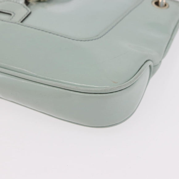GUCCI Hand Bag Patent Leather Turquoise Blue Silver 005 0817 Auth 190897