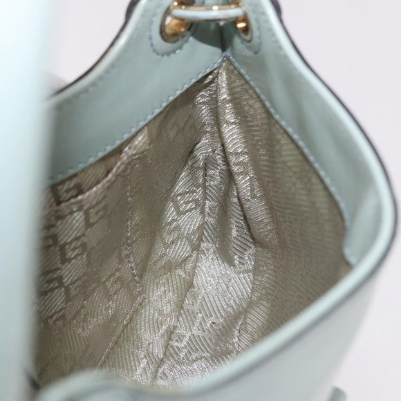 GUCCI Hand Bag Patent Leather Turquoise Blue Silver 005 0817 Auth 190897