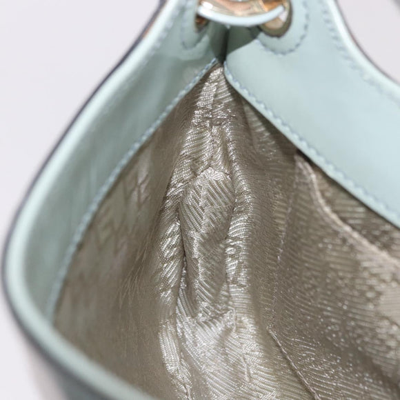 GUCCI Hand Bag Patent Leather Turquoise Blue Silver 005 0817 Auth 190897