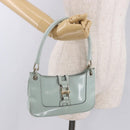 GUCCI Hand Bag Patent Leather Turquoise Blue Silver 005 0817 Auth 190897-22
