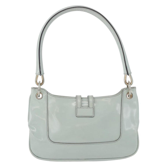 GUCCI Hand Bag Patent Leather Turquoise Blue Silver 005 0817 Auth 190897