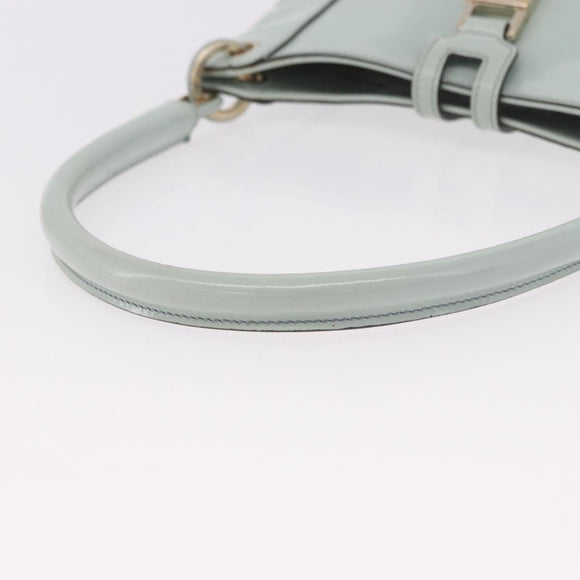 GUCCI Hand Bag Patent Leather Turquoise Blue Silver 005 0817 Auth 190897