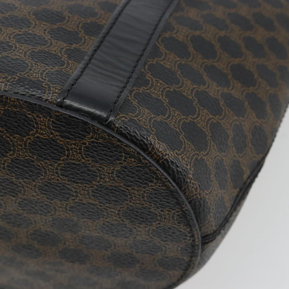 CELINE Macadam Canvas Shoulder Bag PVC Leather Black Gold Auth 190902A