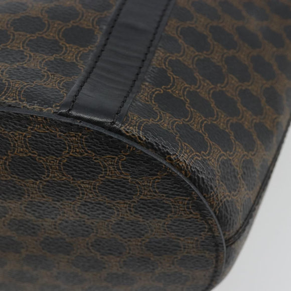 CELINE Macadam Canvas Shoulder Bag PVC Leather Black Gold Auth 190902A
