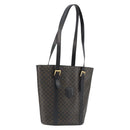 CELINE Macadam Canvas Shoulder Bag PVC Leather Black Gold Auth 190902A-1