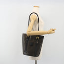 CELINE Macadam Canvas Shoulder Bag PVC Leather Black Gold Auth 190902A-24