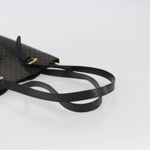 CELINE Macadam Canvas Shoulder Bag PVC Leather Black Gold Auth 190902A