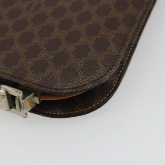 CELINE Macadam Canvas Shoulder Bag PVC Leather Brown Gold Auth 190905A