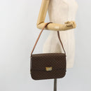 CELINE Macadam Canvas Shoulder Bag PVC Leather Brown Gold Auth 190905A-25
