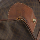 CELINE Macadam Canvas Boston Bag PVC Leather Brown Gold Auth 190906-11