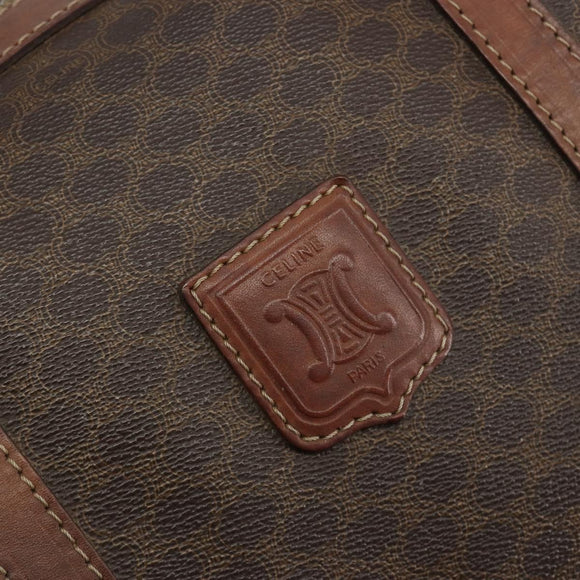 CELINE Macadam Canvas Boston Bag PVC Leather Brown Gold Auth 190906