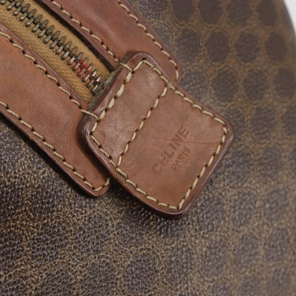 CELINE Macadam Canvas Boston Bag PVC Leather Brown Gold Auth 190906