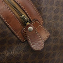 CELINE Macadam Canvas Boston Bag PVC Leather Brown Gold Auth 190906-17