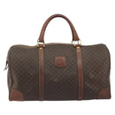 CELINE Macadam Canvas Boston Bag PVC Leather Brown Gold Auth 190906-2