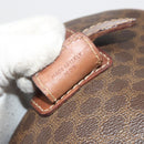 CELINE Macadam Canvas Boston Bag PVC Leather Brown Gold Auth 190906-23