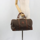 CELINE Macadam Canvas Boston Bag PVC Leather Brown Gold Auth 190906-24