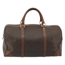CELINE Macadam Canvas Boston Bag PVC Leather Brown Gold Auth 190906-3