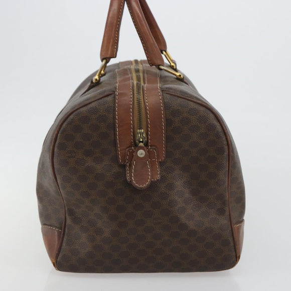 CELINE Macadam Canvas Boston Bag PVC Leather Brown Gold Auth 190906