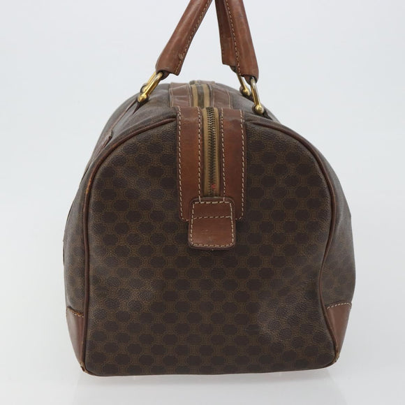 CELINE Macadam Canvas Boston Bag PVC Leather Brown Gold Auth 190906