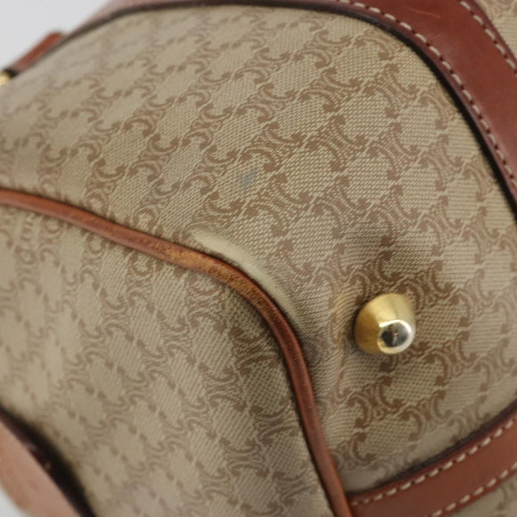 CELINE Macadam Canvas Boston Bag PVC Beige Gold Auth 190908