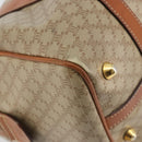 CELINE Macadam Canvas Boston Bag PVC Beige Gold Auth 190908-16