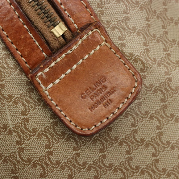 CELINE Macadam Canvas Boston Bag PVC Beige Gold Auth 190908