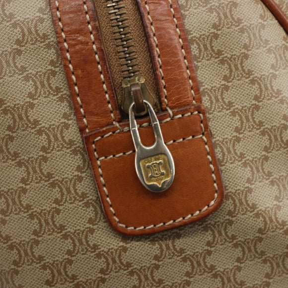 CELINE Macadam Canvas Boston Bag PVC Beige Gold Auth 190908