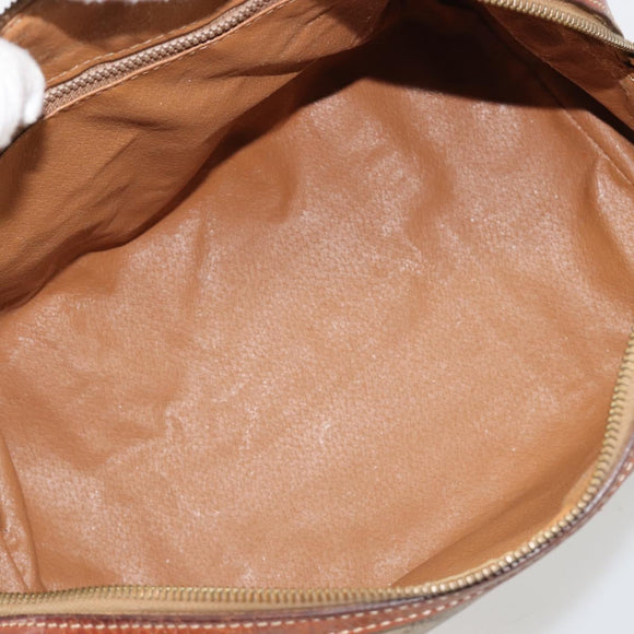 CELINE Macadam Canvas Boston Bag PVC Beige Gold Auth 190908
