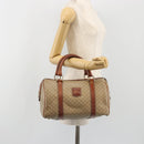 CELINE Macadam Canvas Boston Bag PVC Beige Gold Auth 190908-22