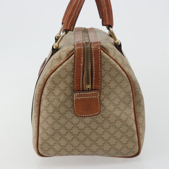 CELINE Macadam Canvas Boston Bag PVC Beige Gold Auth 190908