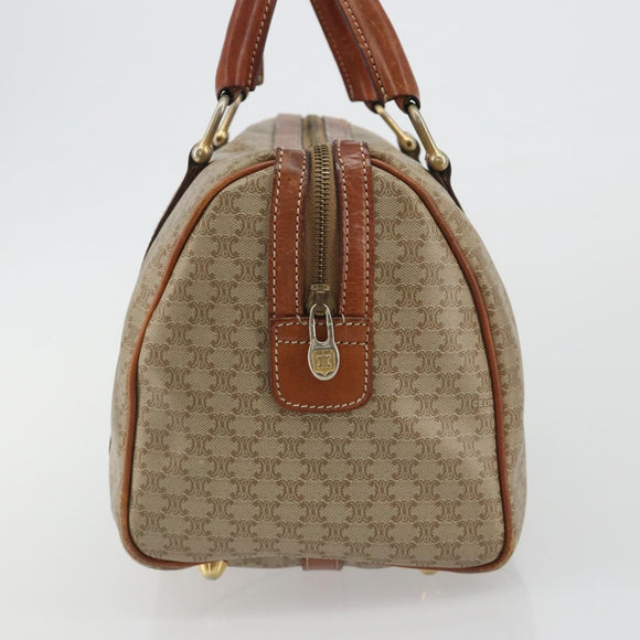 CELINE Macadam Canvas Boston Bag PVC Beige Gold Auth 190908