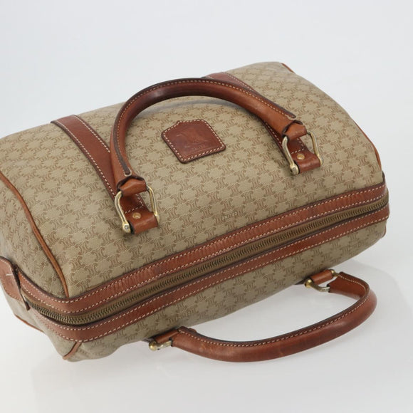 CELINE Macadam Canvas Boston Bag PVC Beige Gold Auth 190908