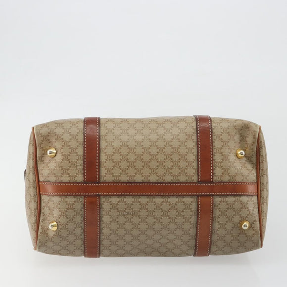 CELINE Macadam Canvas Boston Bag PVC Beige Gold Auth 190908