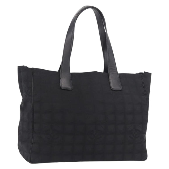 CHANEL New Travel Line Tote Bag Canvas Black Gold CC Auth 190911