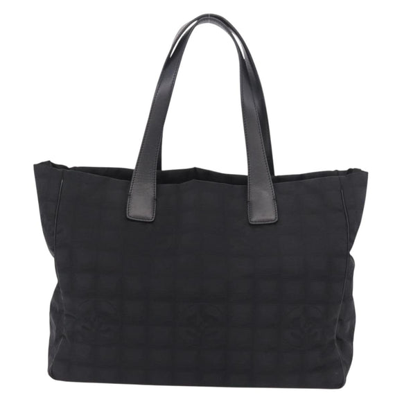 CHANEL New Travel Line Tote Bag Canvas Black Gold CC Auth 190911
