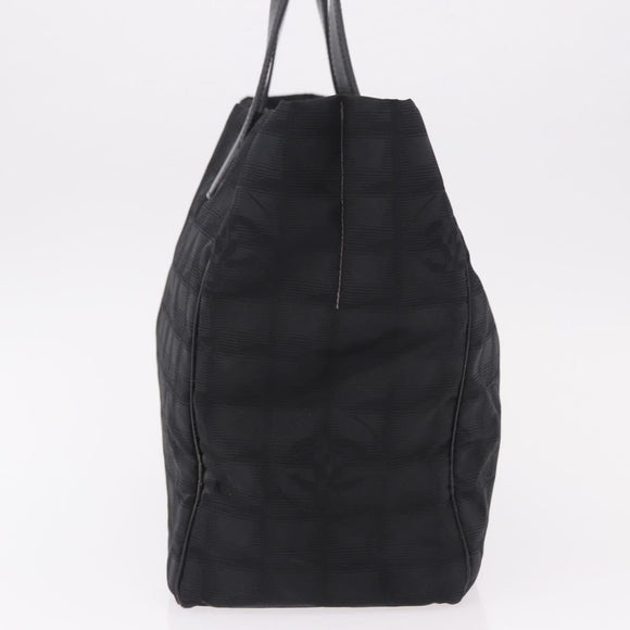CHANEL New Travel Line Tote Bag Canvas Black Gold CC Auth 190911