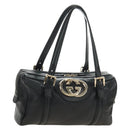 GUCCI Hand Bag Leather Black Gold 170009 Auth 190912SAV-1