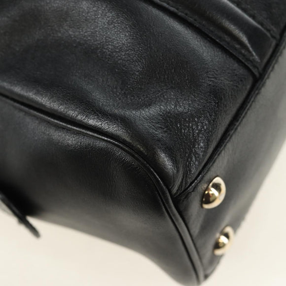 GUCCI Hand Bag Leather Black Gold 170009 Auth 190912SAV